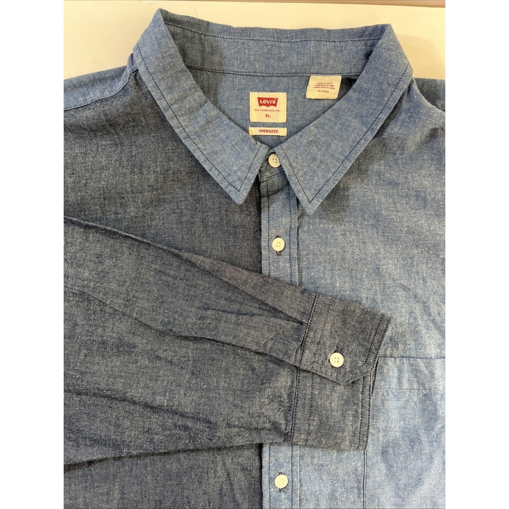 Levi's Mens Button-Up Denim Shirt‎ Blue XL Long Sleeve Chest Pockets Cotton